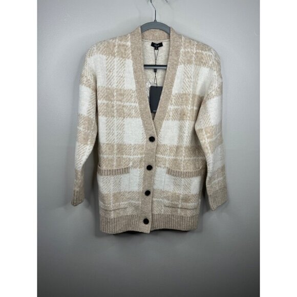 Rails Runi Oversized Cardigan Ivory Sand Plaid Size XXS 2XS NWT Wool Blend Cardi - Picture 4 of 6